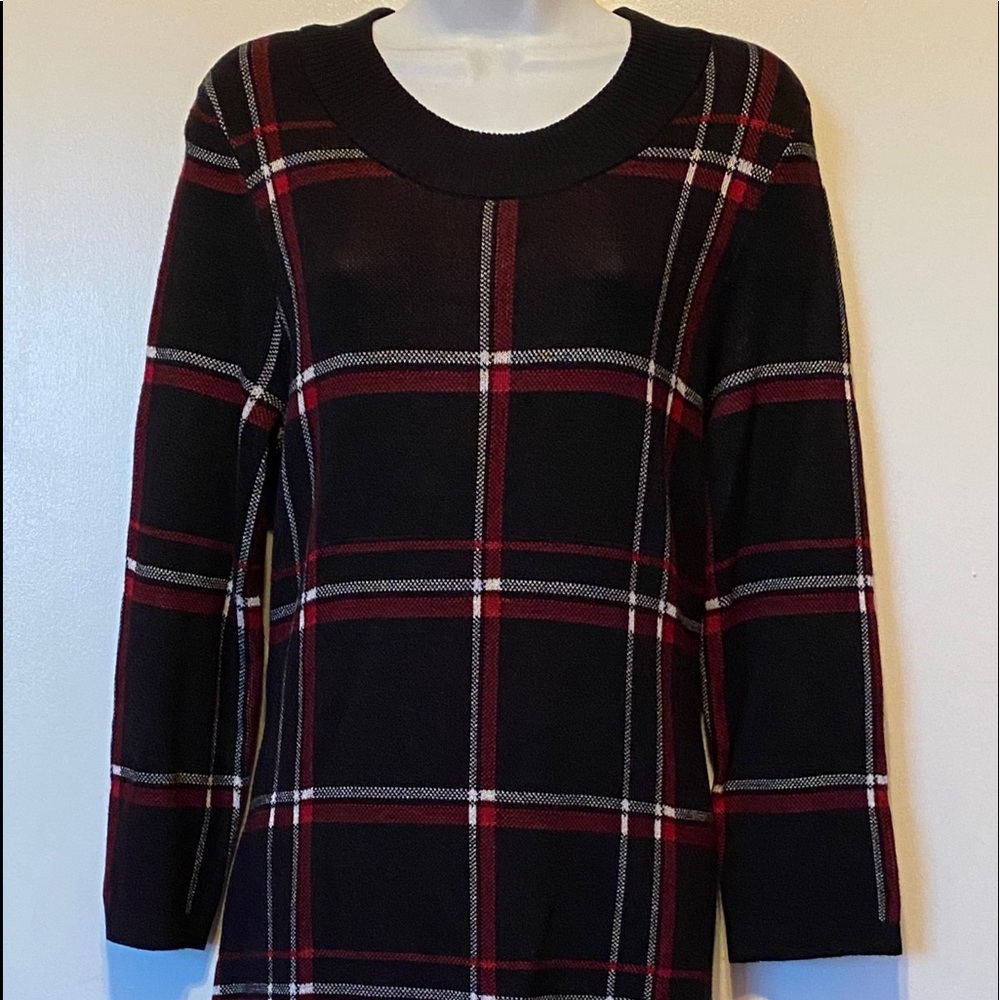 Liz Claiborne Sweater Dress, Black and Red, M